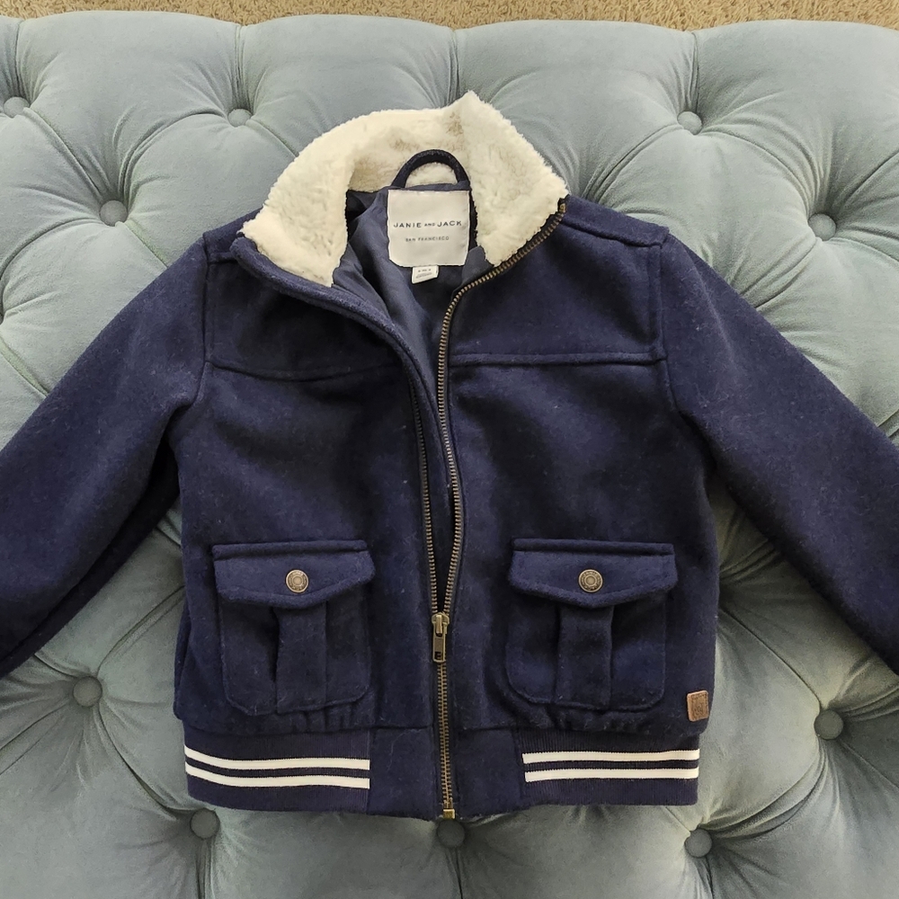 Janie and Jack Navy Jacket with Cream Trim